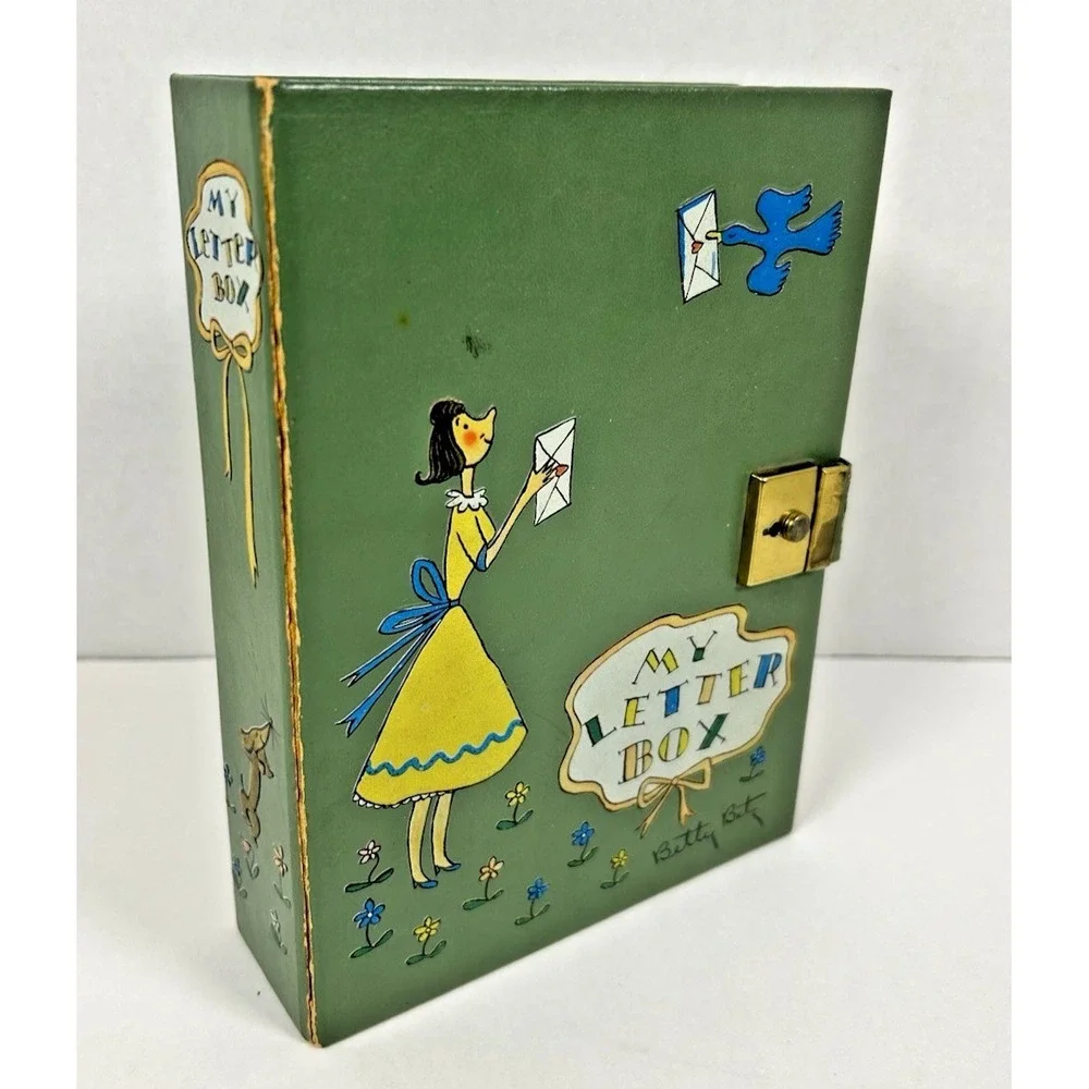 Vintage Betty Betz My Letter Box Binder Green RARE No Key